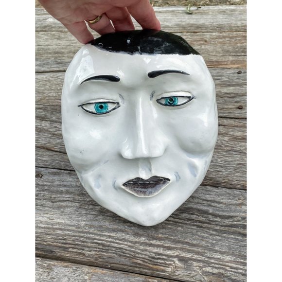 Vintage Asian Japanese Plaster Face Mask Wall Decor - Picture 3 of 11